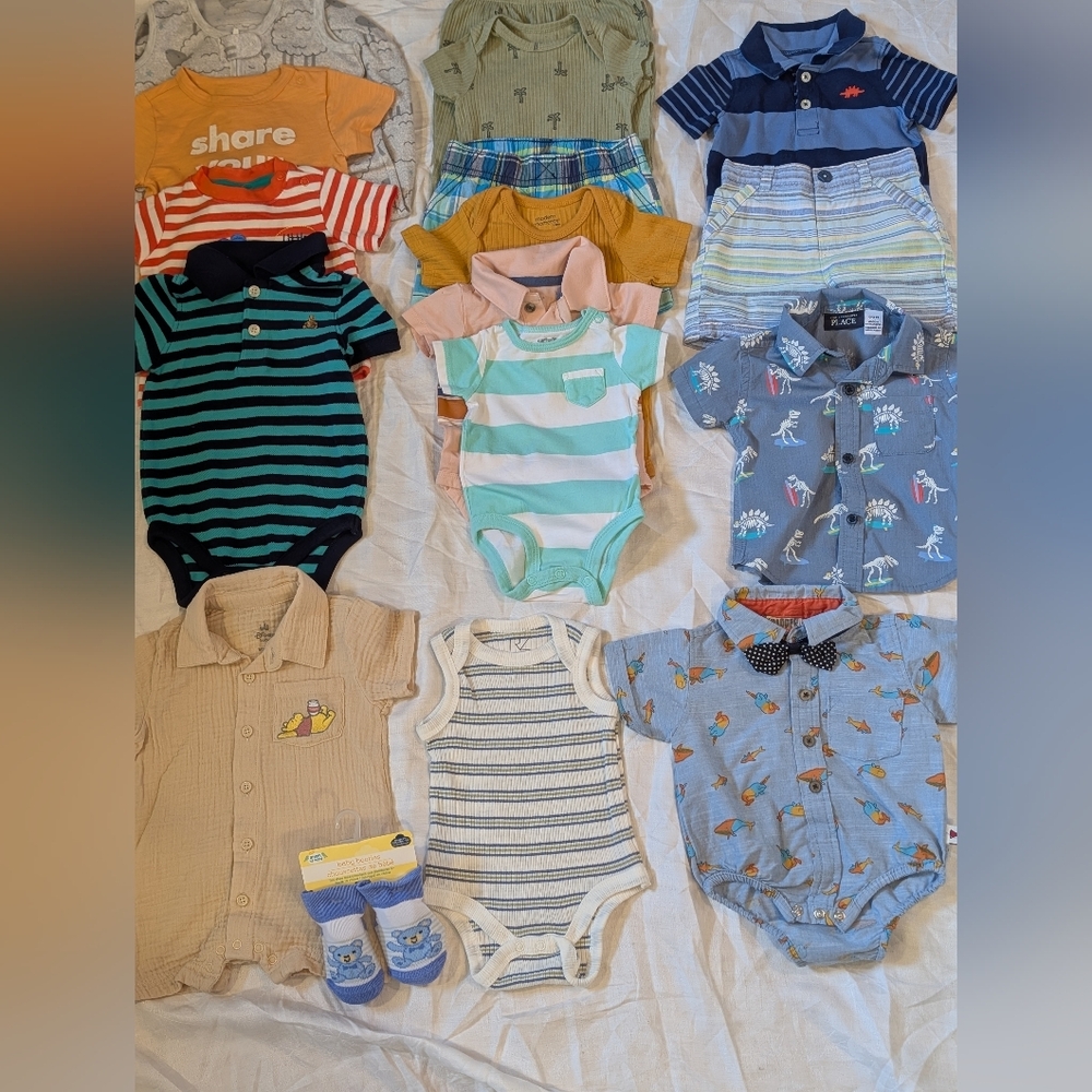 Bundle (16 Items) Baby Boys 0- 3 Months Gently Used Spring/Summer Clothing